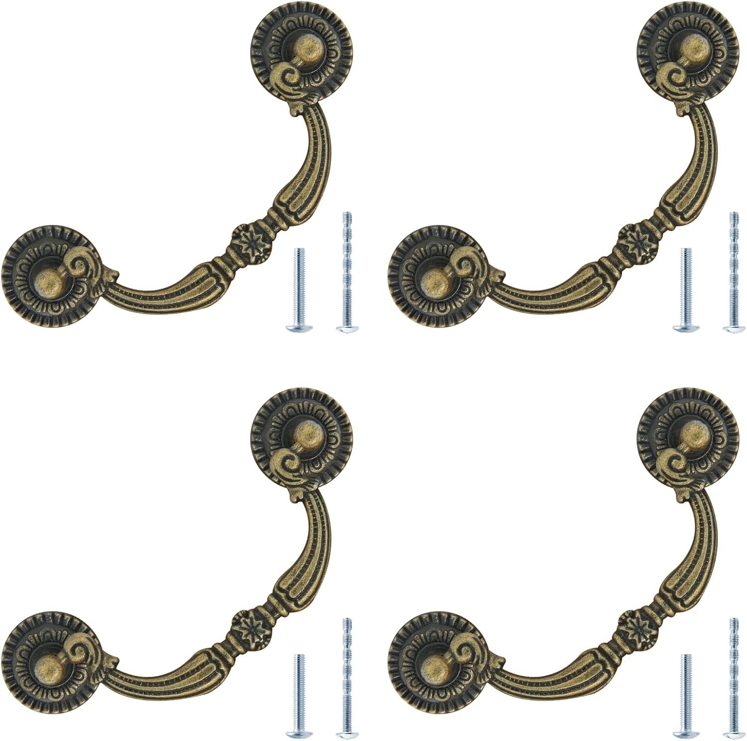 6PCS 3Inch Hole Centers Antique Bronze Drop Drawer Pulls, Bail Cabinet Pulls