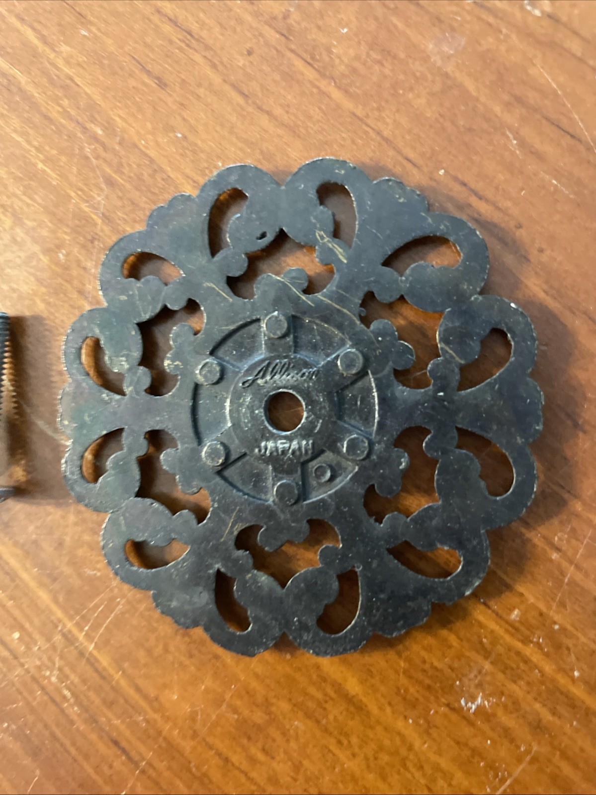 Vintage Allison Drawer Pull Knobs Backplate Ornate Japan Lot of 7 | READ