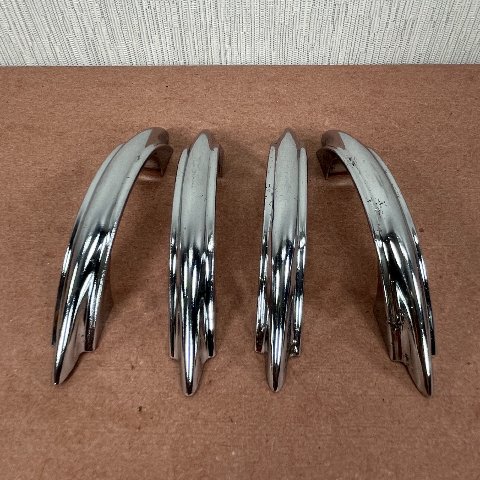 4 Vintage Cabinet Pulls Chrome Plated ( Similar to Youngstown & Amerock E311 )