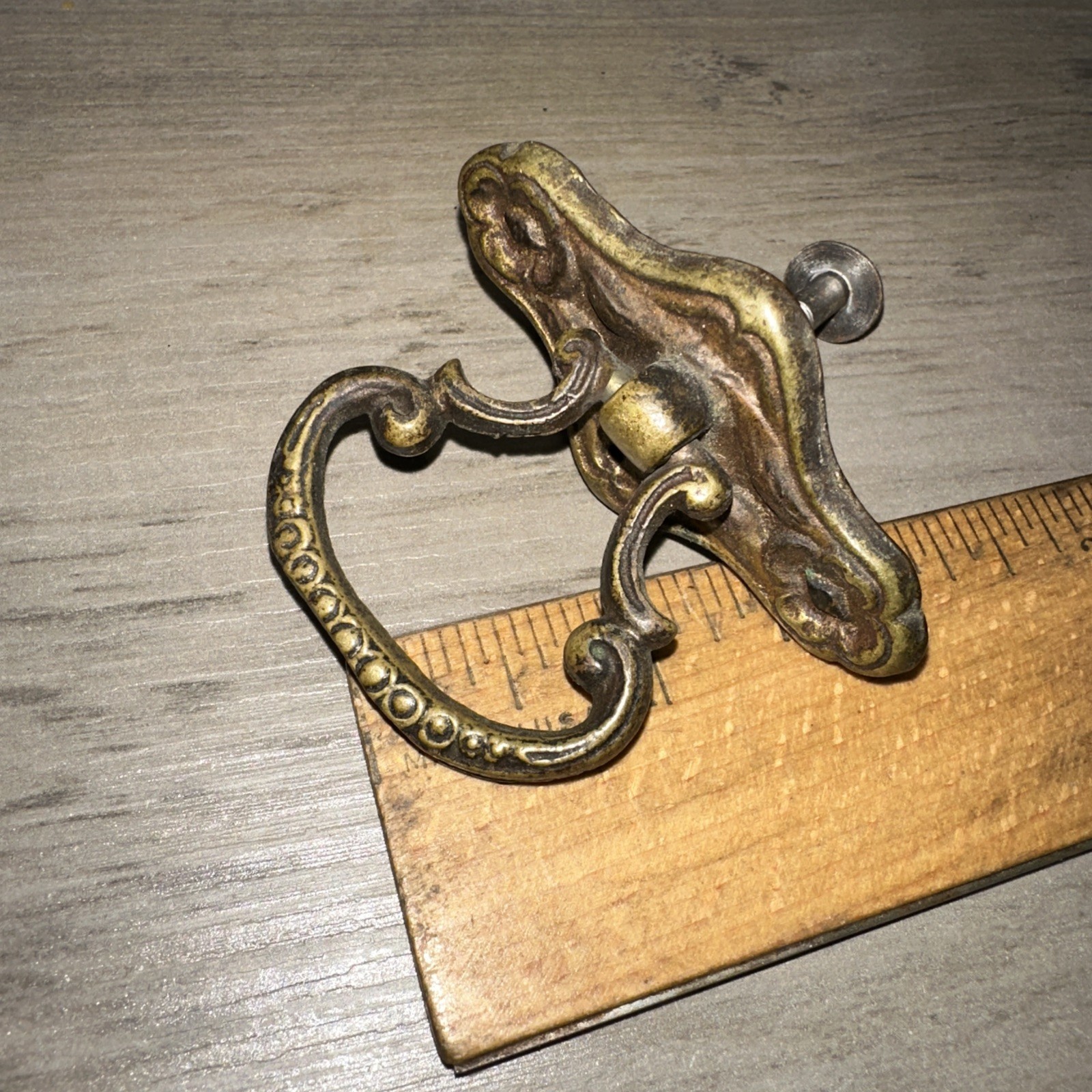 Solid Brass Drop-bail Pull Antique 1800s Ornate Victorian Cabinet Pull