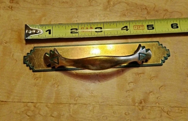 Vintage Art Deco Keeler Brass Co Green Dresser Drawer Pull Handle KBC