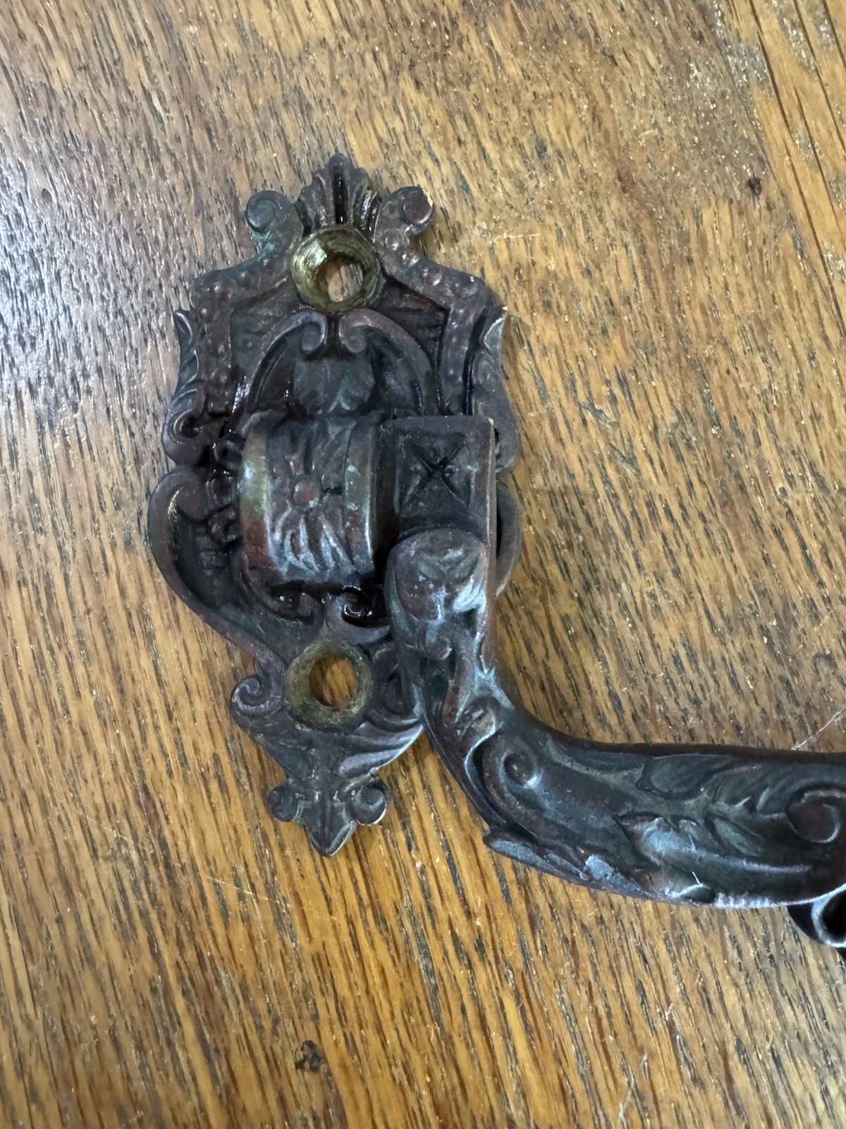 Antique French Drawer Pull L. PINET Brass Drawer Handle