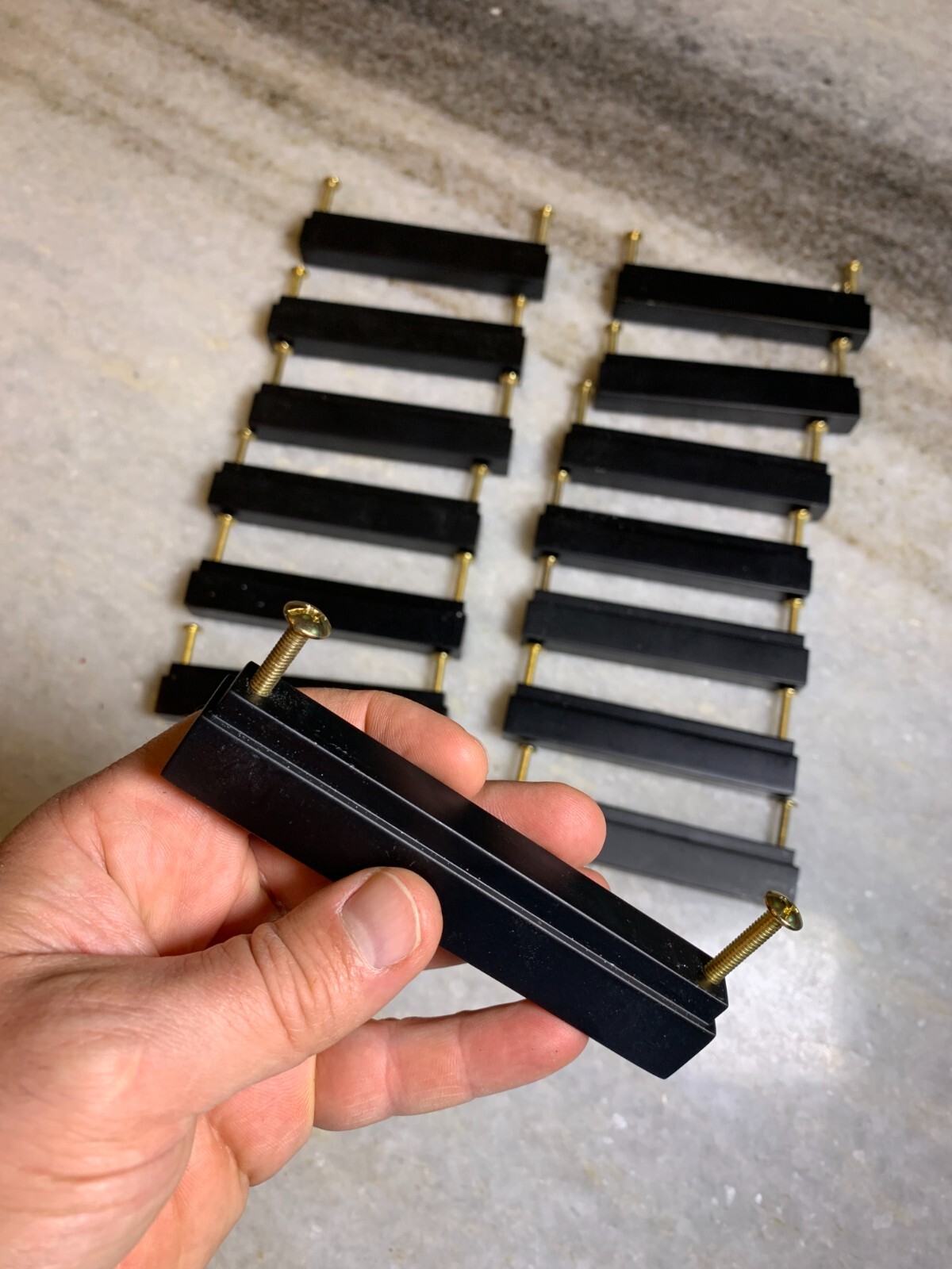 14 Heavy Duty Solid Brass Black Square Rectangle Rectangular Bar Knobs Pulls