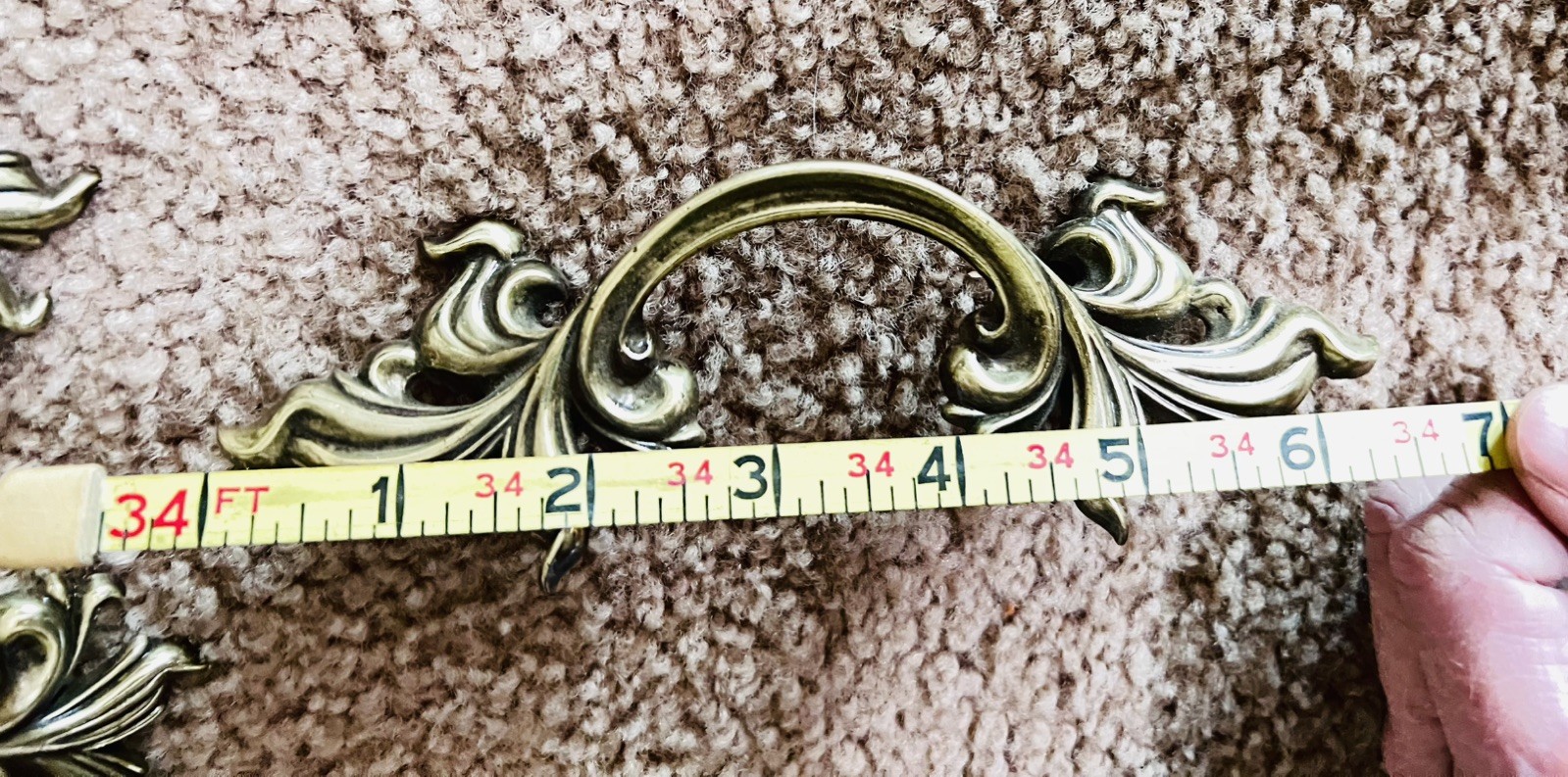 Vintage French Provincial Antique Brass Drawer Pulls 3″ Center Handles Set Of 6