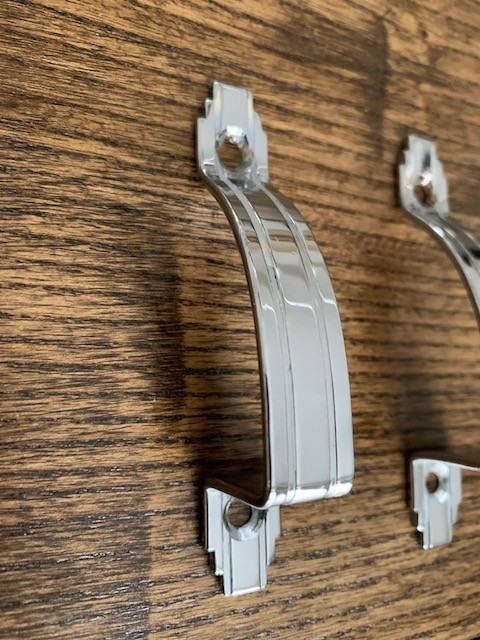 Set of 2 Chrome Art Deco “waterfall” cabinet door vintage pulls