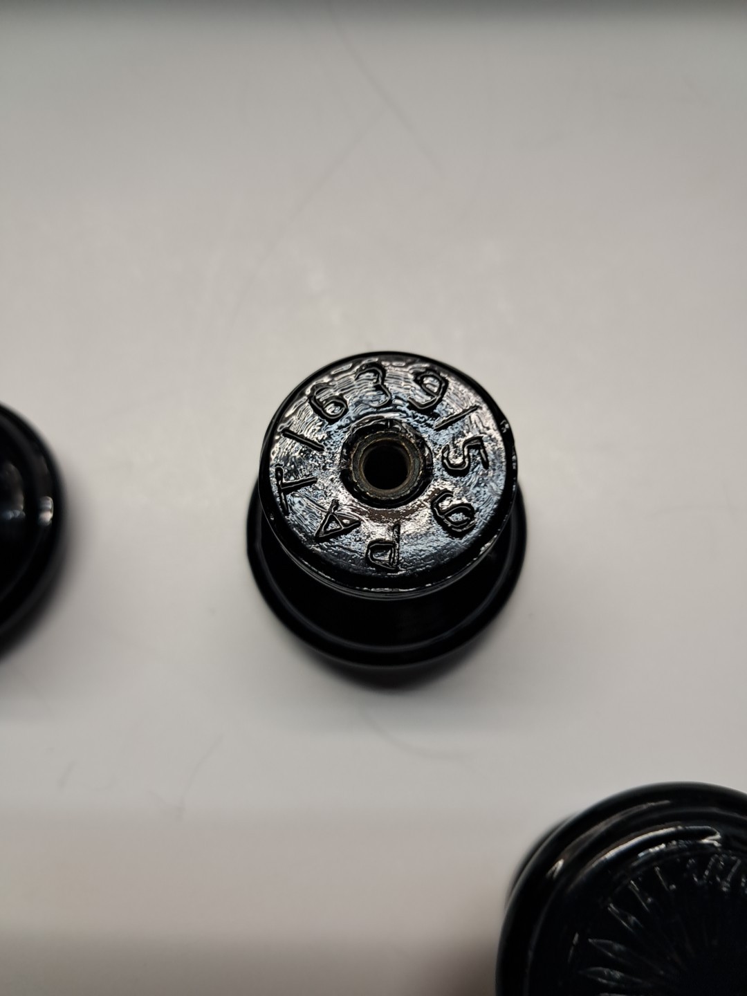 Set of 6 Antique Black Glass Cabinet Knobs Sunburst Art Deco 1920s Pat 1639159