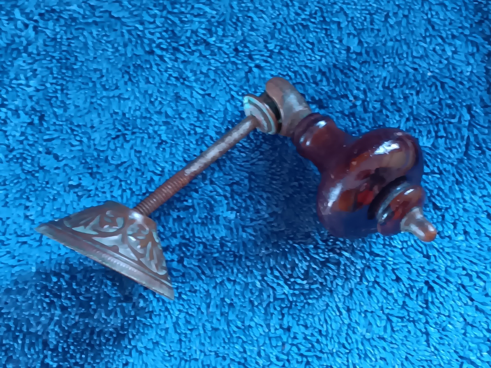 Htf Antique teardrop Estate Single ONE WALNUT? EBONIZED VICTORIAN PULL