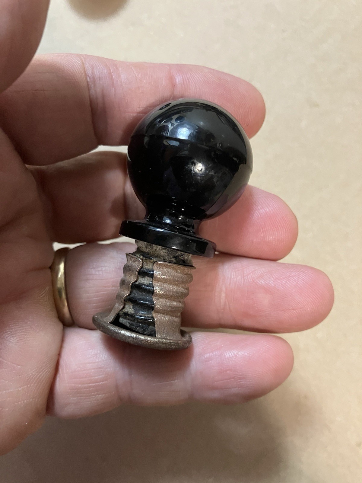 AMAZING RARE APOTHECARY ART DECO BLACK GLASS PULL EDWARDIAN EASTLAKE ANTIQUE ea.