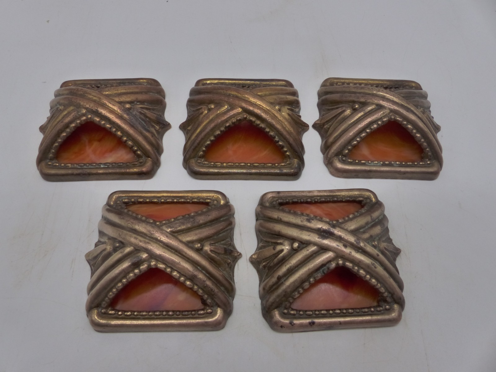 Lot of (5) Art Deco Style Brass Dresser/Desk Pulls Bakelite Insert 2″ Center