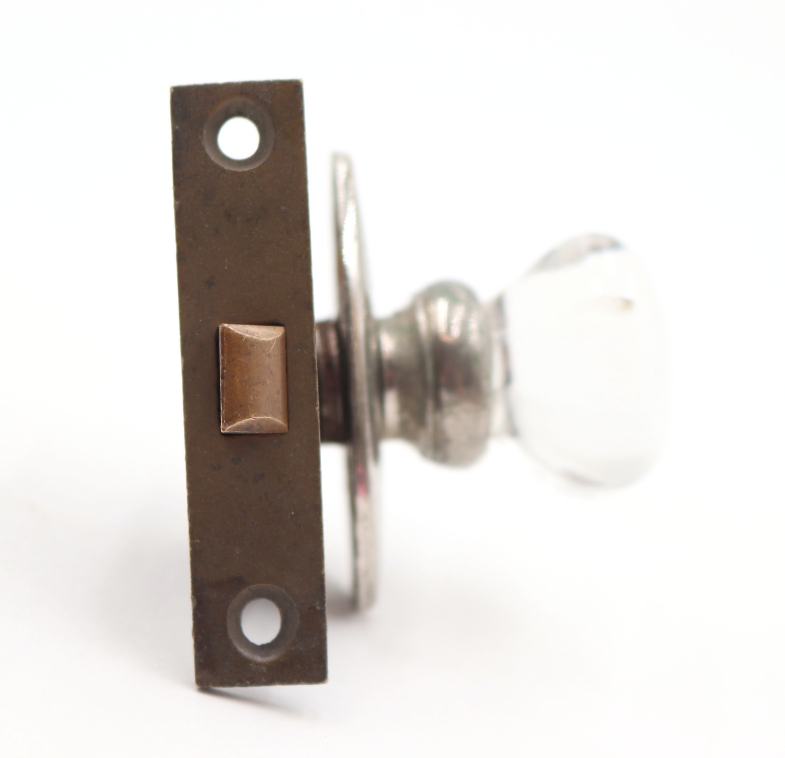 Antique Clear Glass Nickel Brass Mortise Cabinet Knob