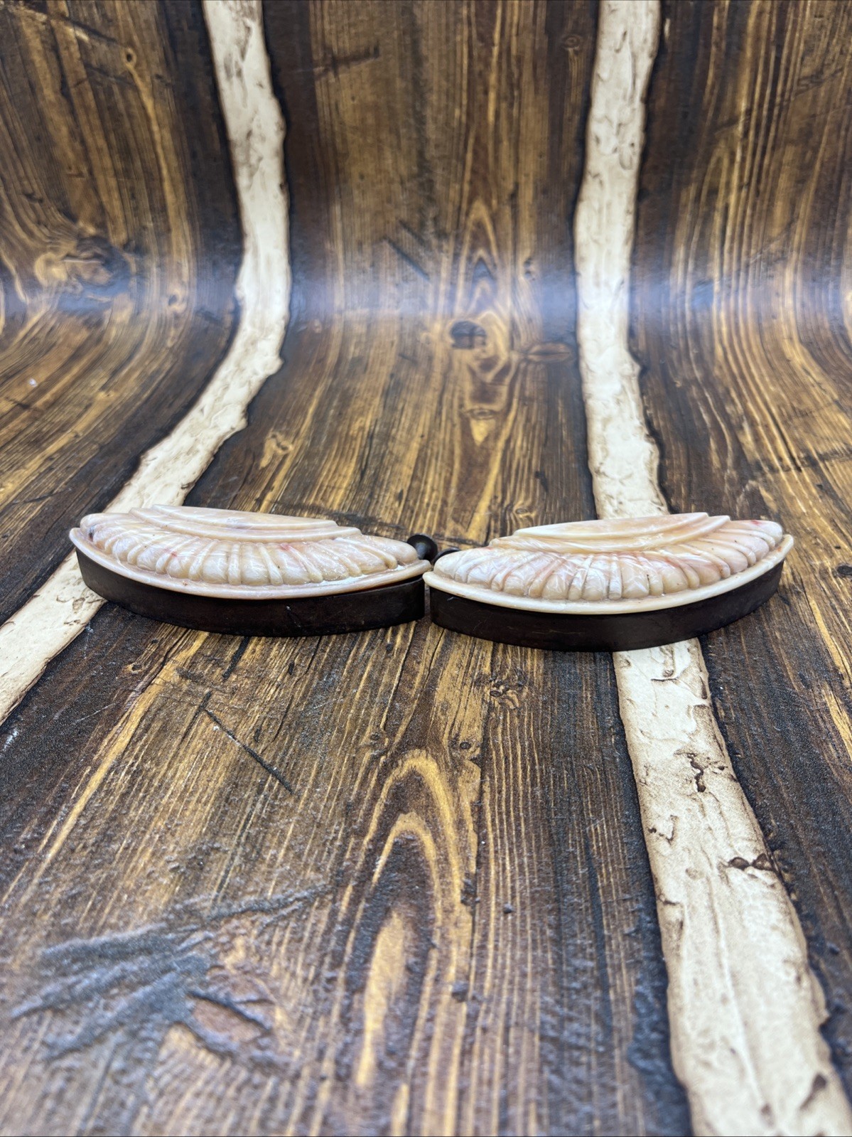 Vtg Art Deco Waterfall Style Dresser Drawer Pulls Handles Bakelite/celluloid? 2
