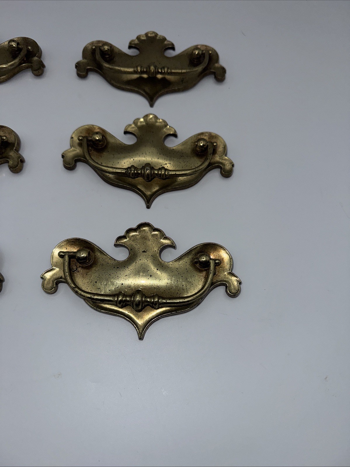 Vintage Set Of 6 KBC Keeler Brass Co N-609 Ornate Brass Drop Bail Handles/Pulls