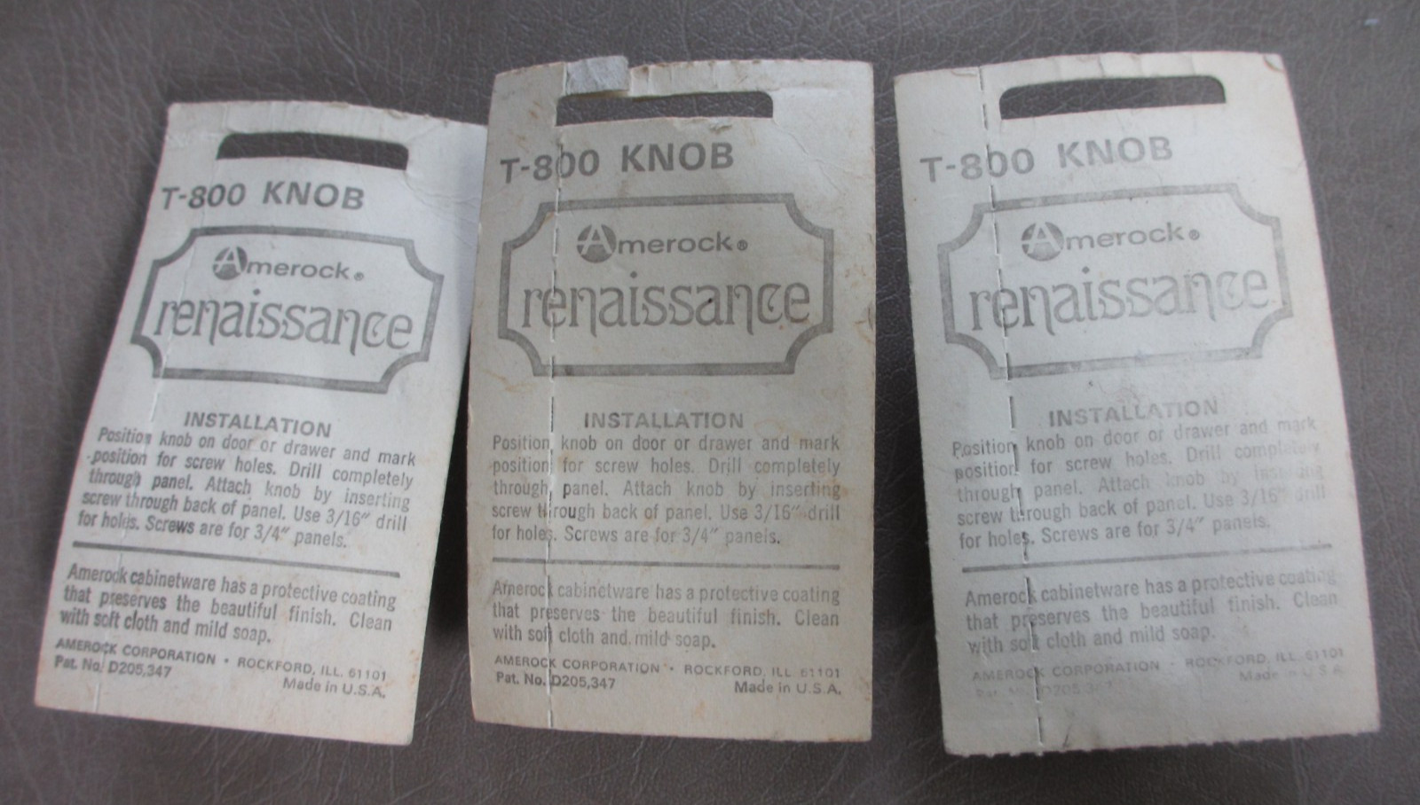 3 Vintage MCM Amerock Renaissance Antique English T-800 BP800 Drawer Pull Knob