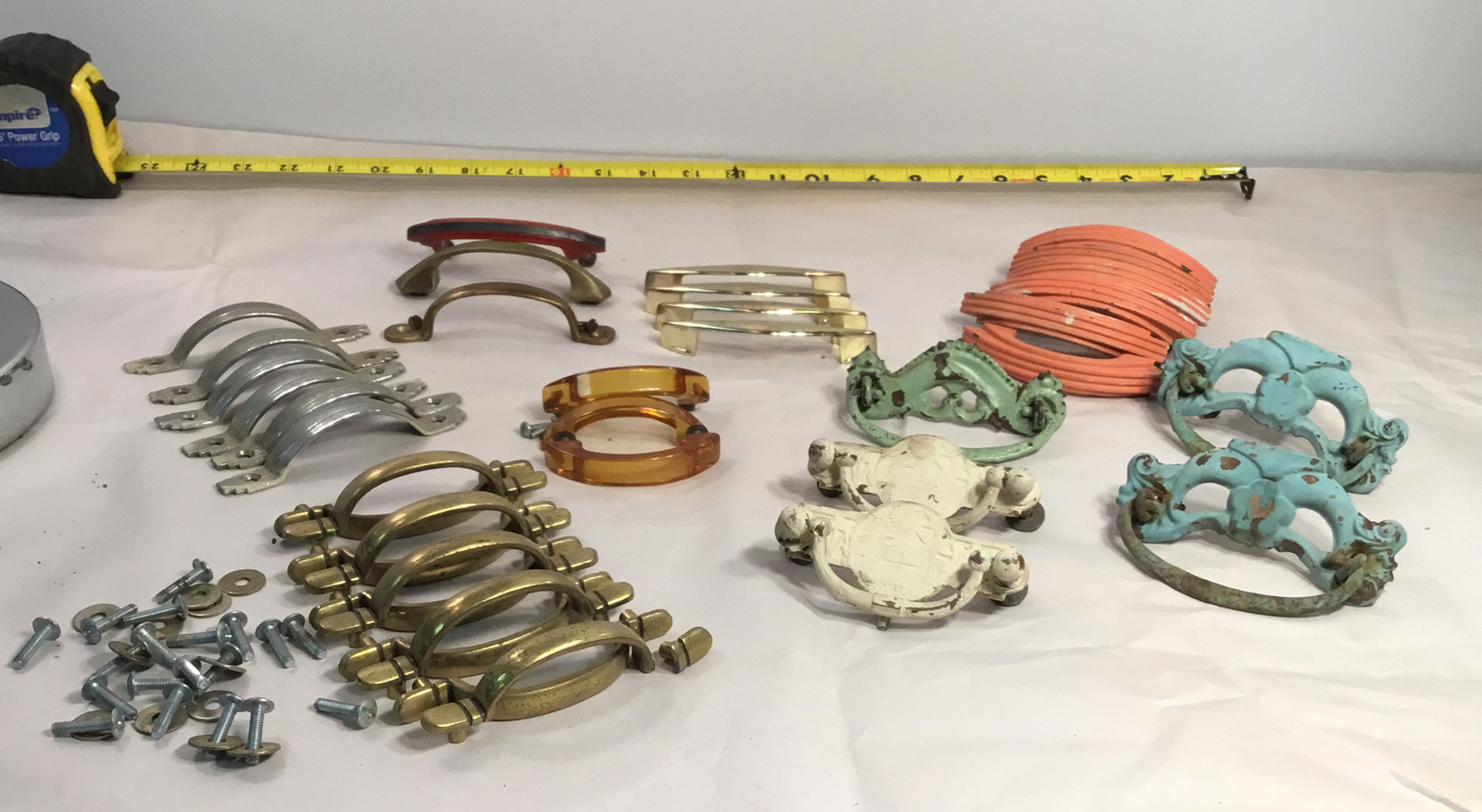 Vintage Drawer Pulls, Painted, Mid Century Modern. ~37 total