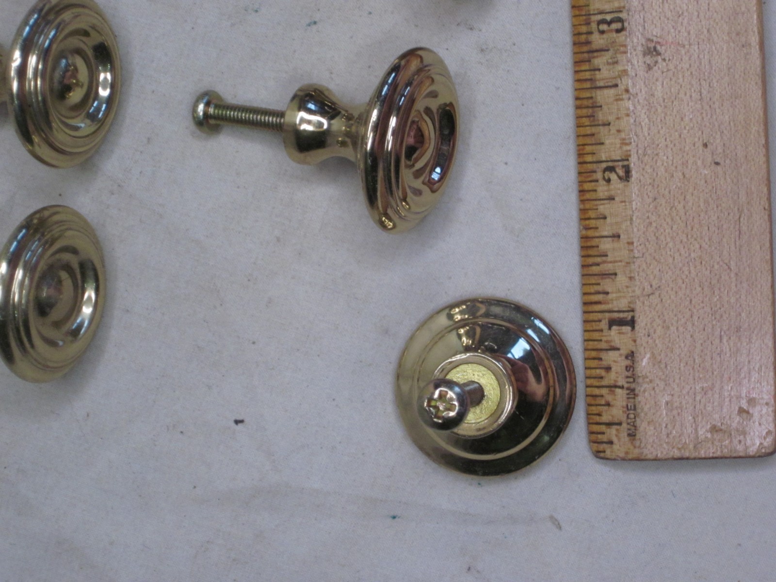 6 vintage solid brass round pull knobs knob handles handle cabinet drawer pulls