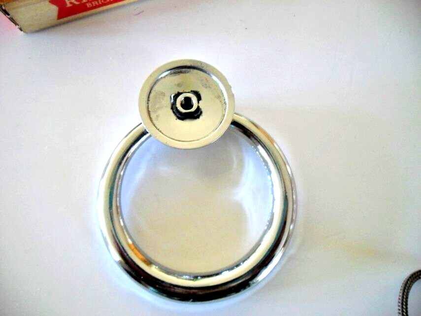 Vintage Nos 2-7/16″ Chrome Drawer Drop Ring Pull Cabinet Handle National Lock