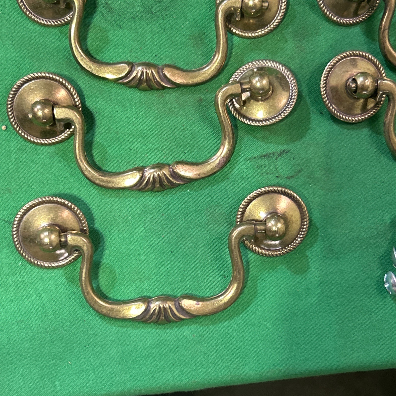 Five Vintage Brass Drop Bail Pull Handle Drawer 3” Center