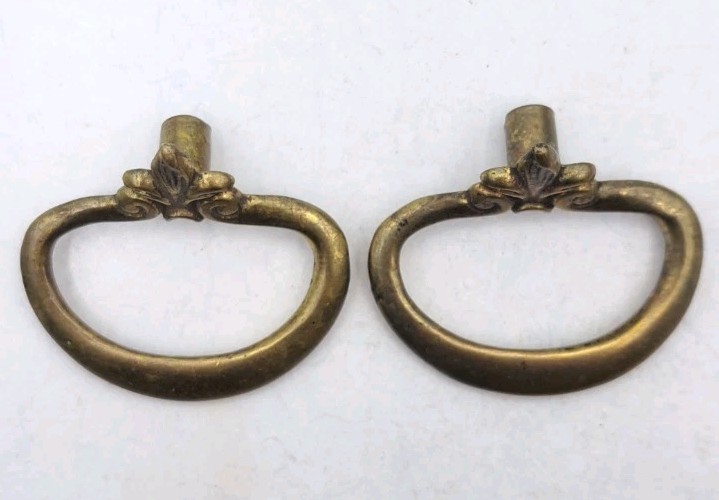 Antique Ring Drawer Pulls Door Dresser Cabinet Old Vintage Brass Hardware