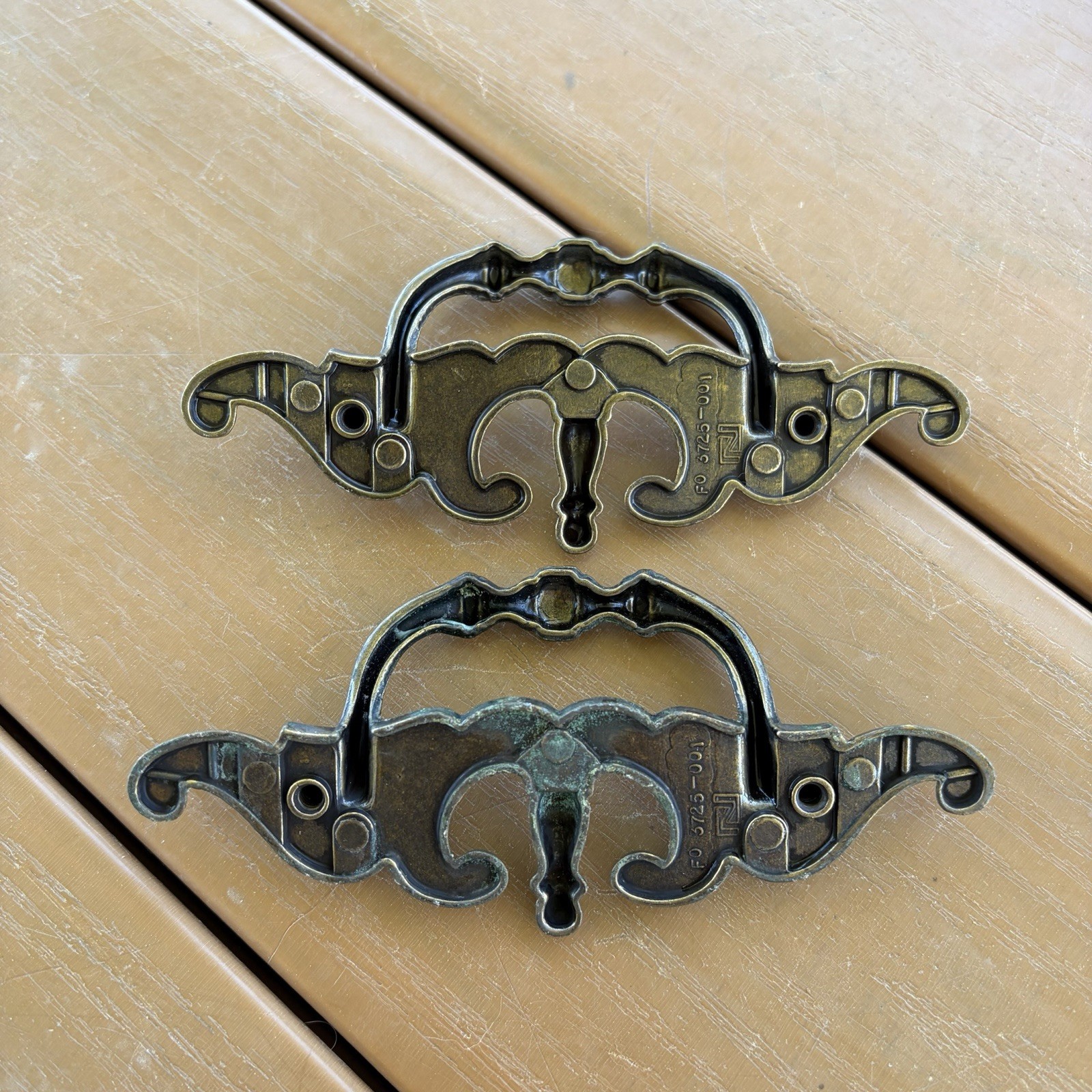 Batwing Style Drawer Pulls Antique Finish with Drop Bail Handle Lot Of 2