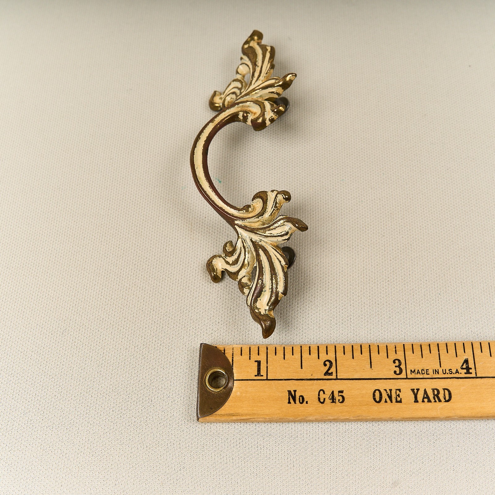 Vintage French Provincial Dresser Drawer Pull Keeler Brass Co N4576 3″ Spacing