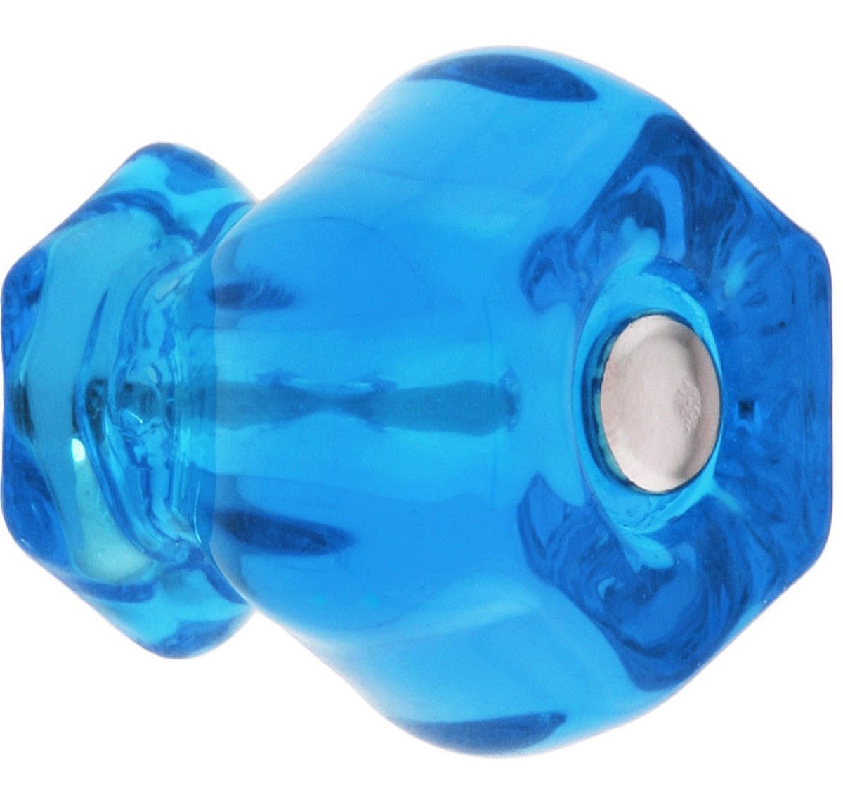 Vintage Style Depression Glass Cabinet Knobs Pull Victorian Peacock Blue Set 6