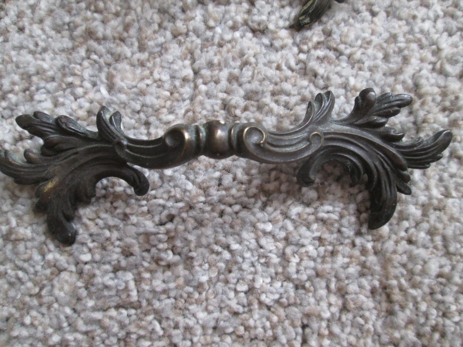 Vintage 4 brass French Provincial Drawer pull handles 2.5” C 4.5” long w/screws
