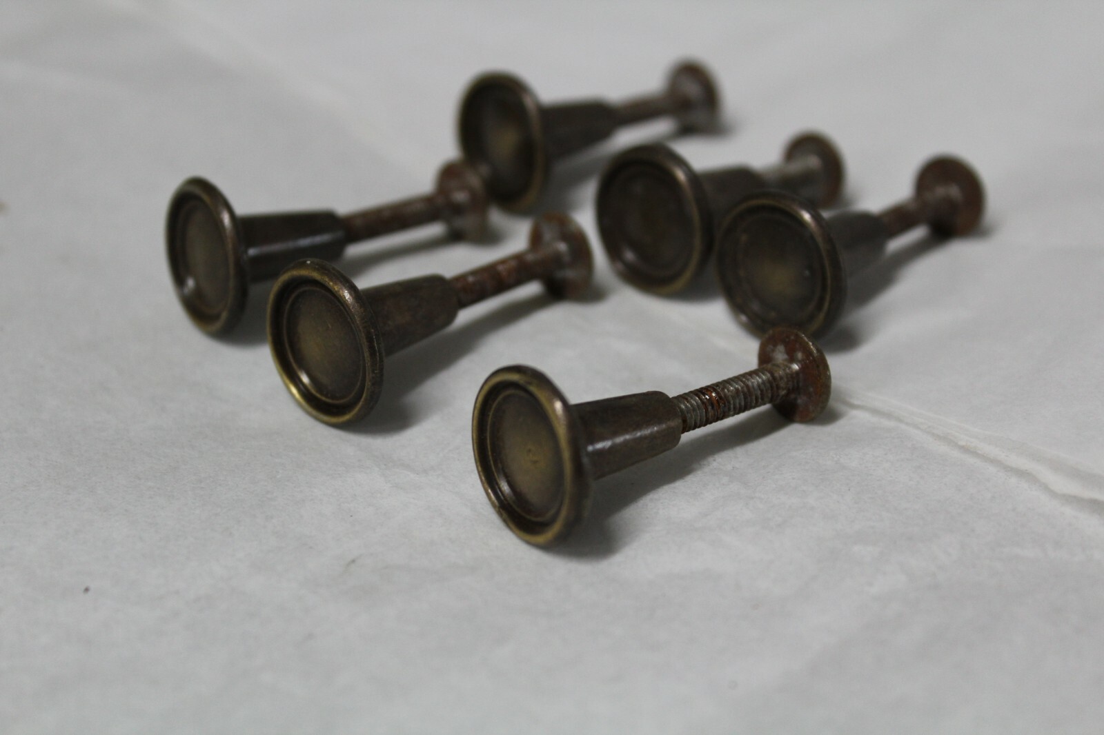 6 Old Brass Stacking Barrister Bookcase Knobs drawer Pulls Hardware handle buton