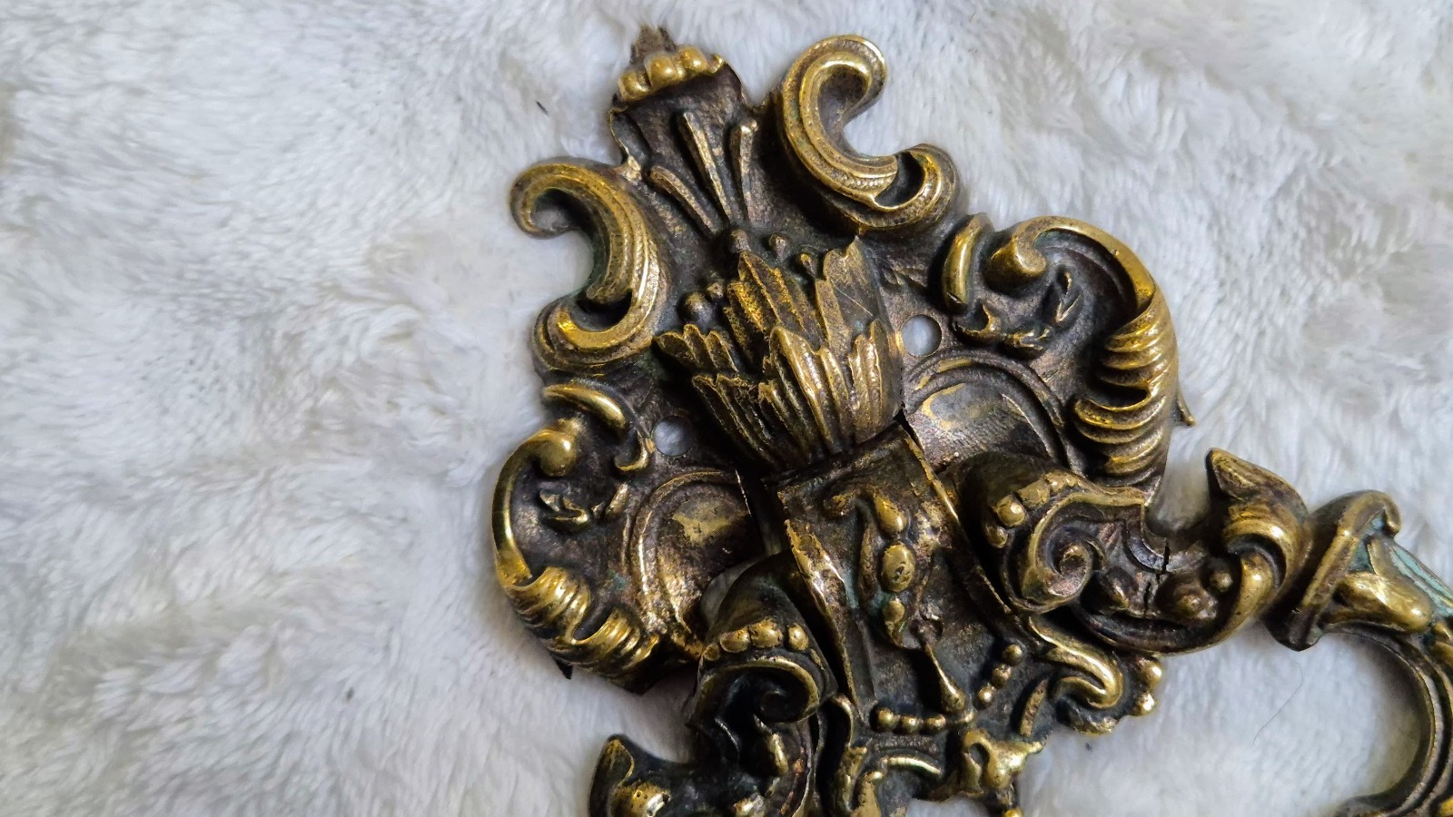Antique French Rococo Bronze Drawer Pulls Ornate Furniture Handles Pair