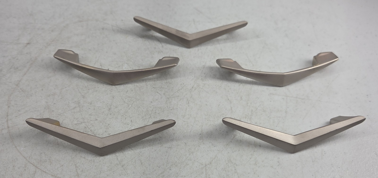 Vintage Lot of 5 Ajax Drawer Pull Handles V Chevron Cabinet Pulls Cupboard