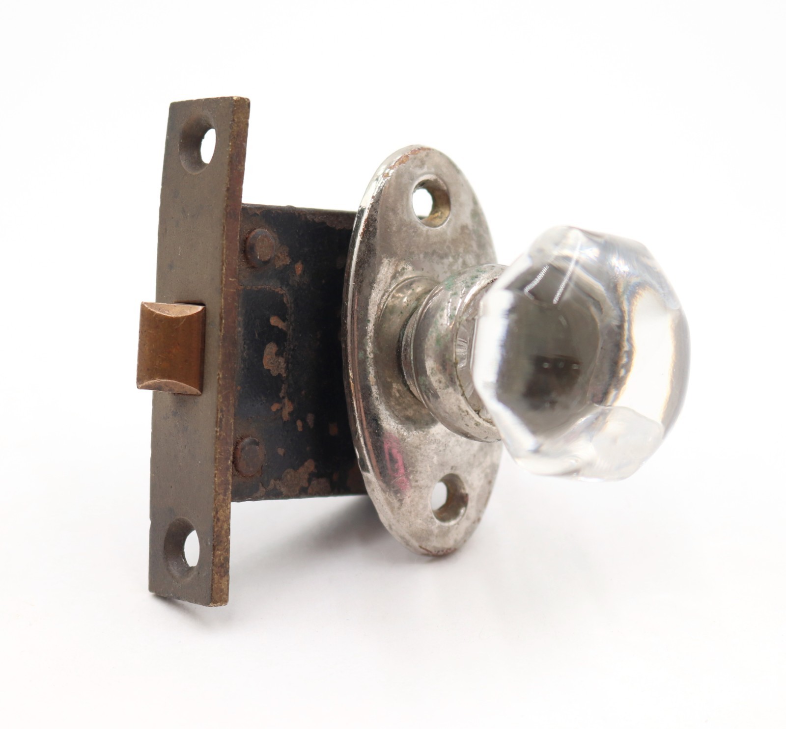 Antique Clear Glass Nickel Brass Mortise Cabinet Knob
