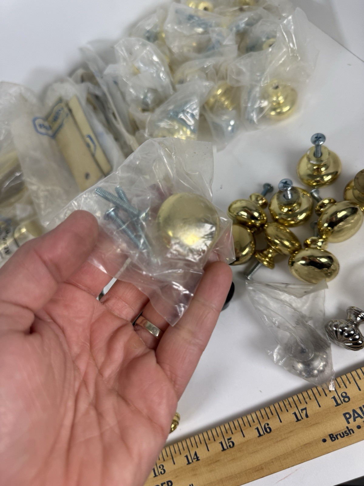 Vintage Brass Cabinet Hardware Lot Amerock Baldwin Pulls Knobs Handles NOS