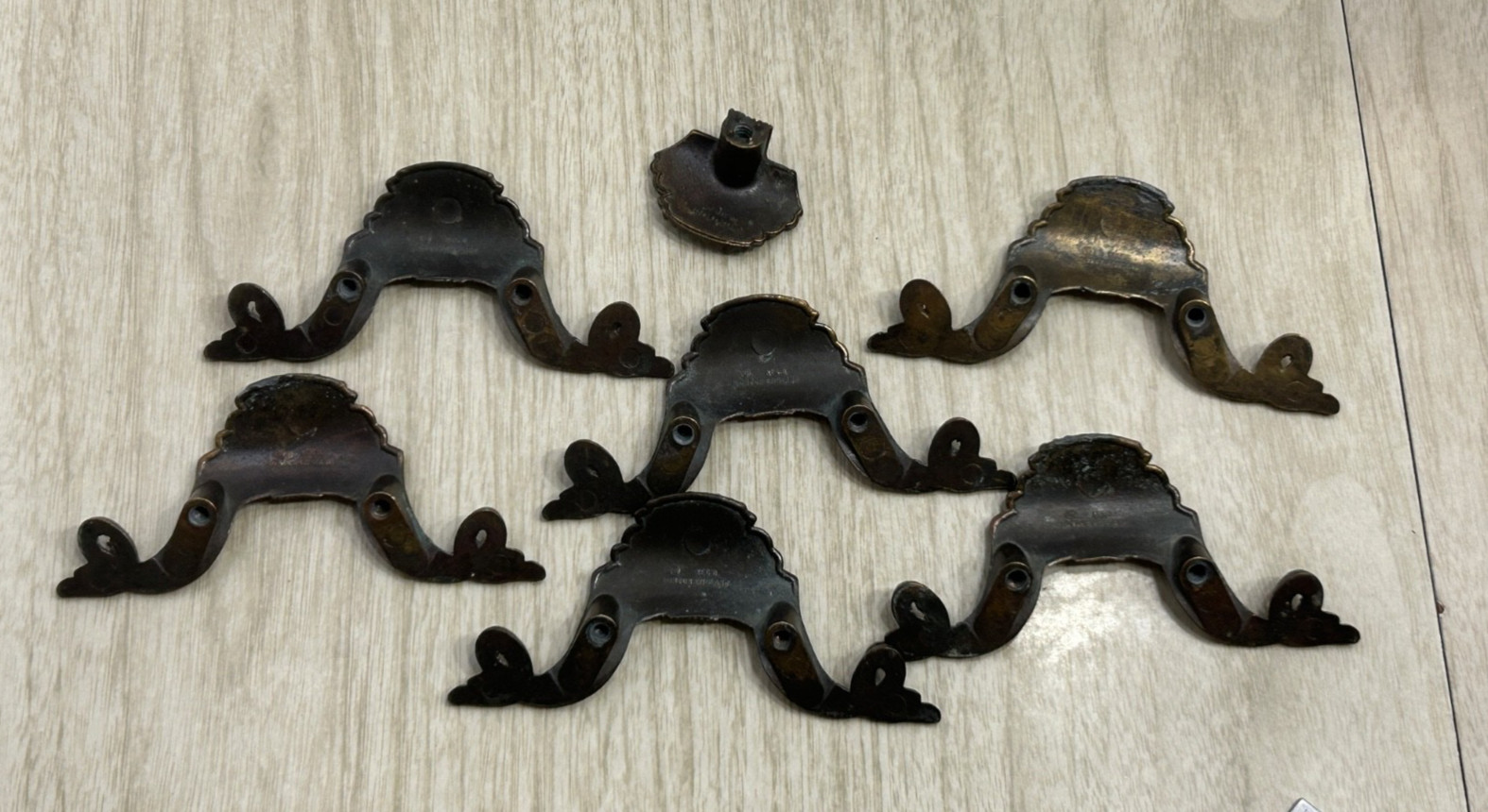 ART DECO Brass Drawer Pulls Set 7 AB London England