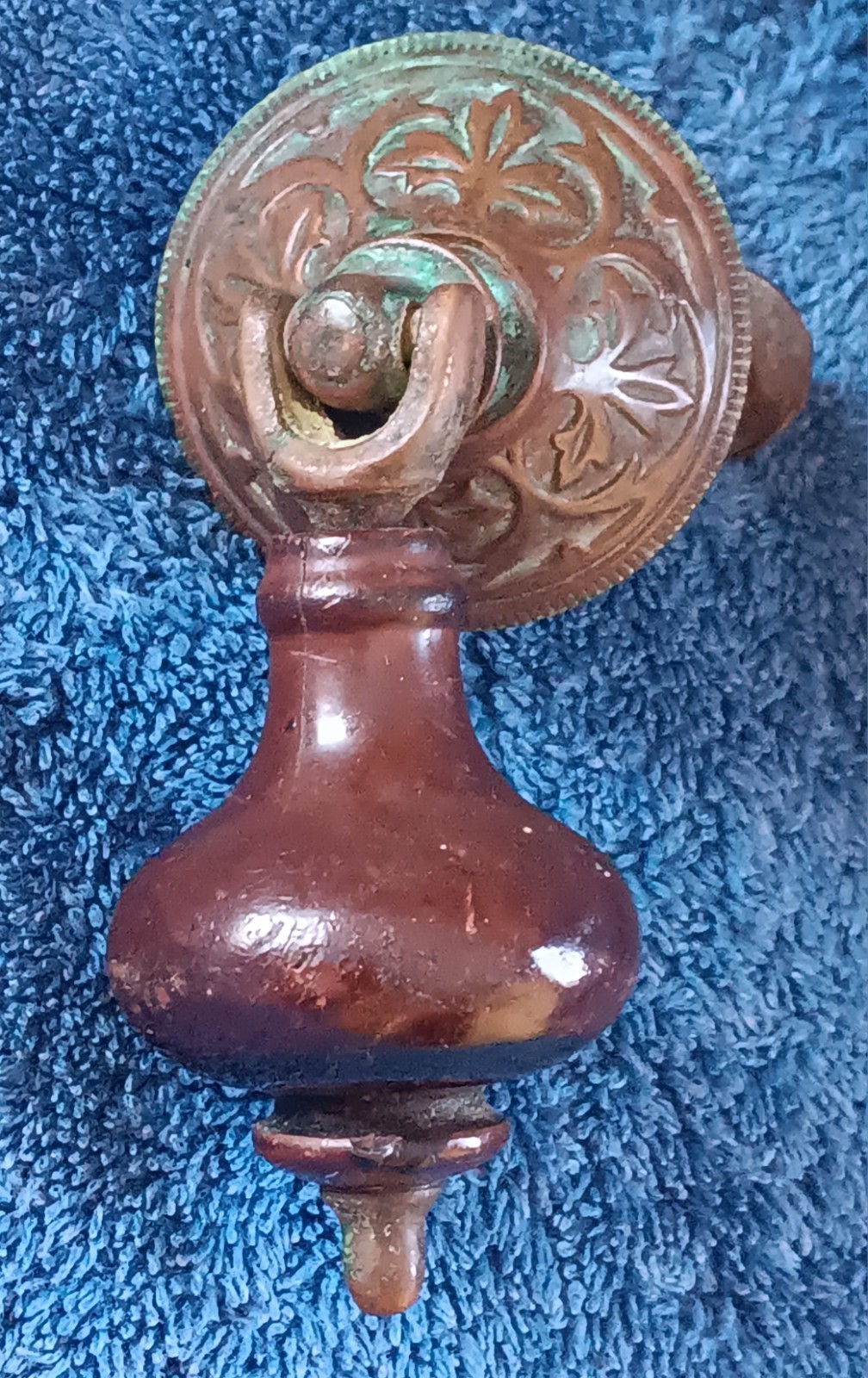 Htf Antique teardrop Estate Single ONE WALNUT? EBONIZED VICTORIAN PULL
