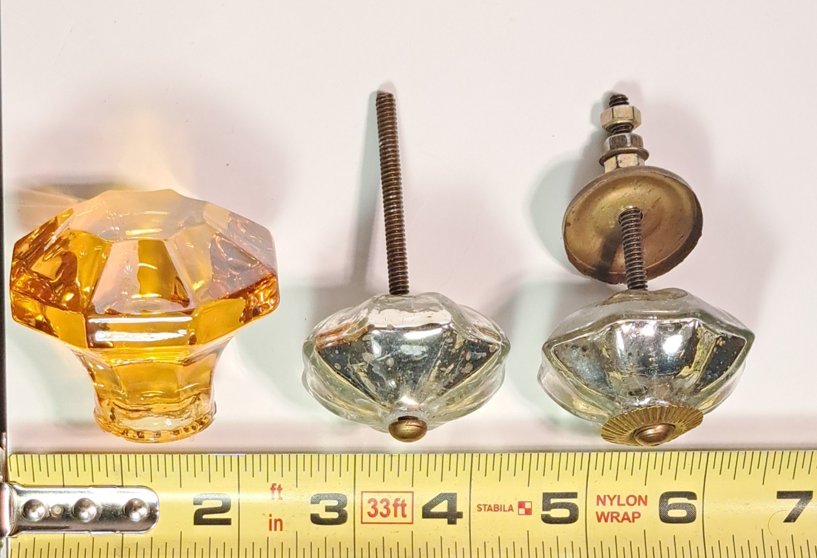 Vintage Mercury Glass Mellon Knob: Dresser/Door/Drawer/Pull Knobs Lot of 2 + 1