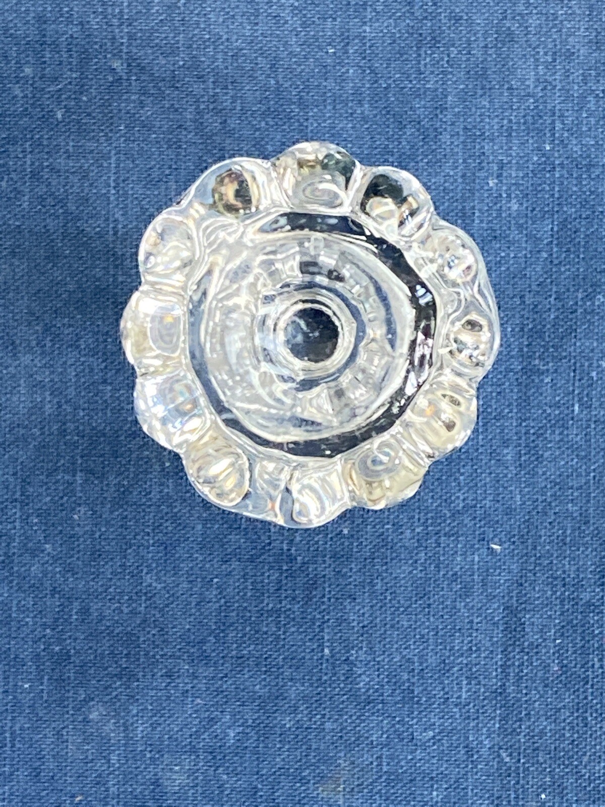 Antique Clear Glass Round Scalloped Drawer Pull Knob 1″ with Glass Screw