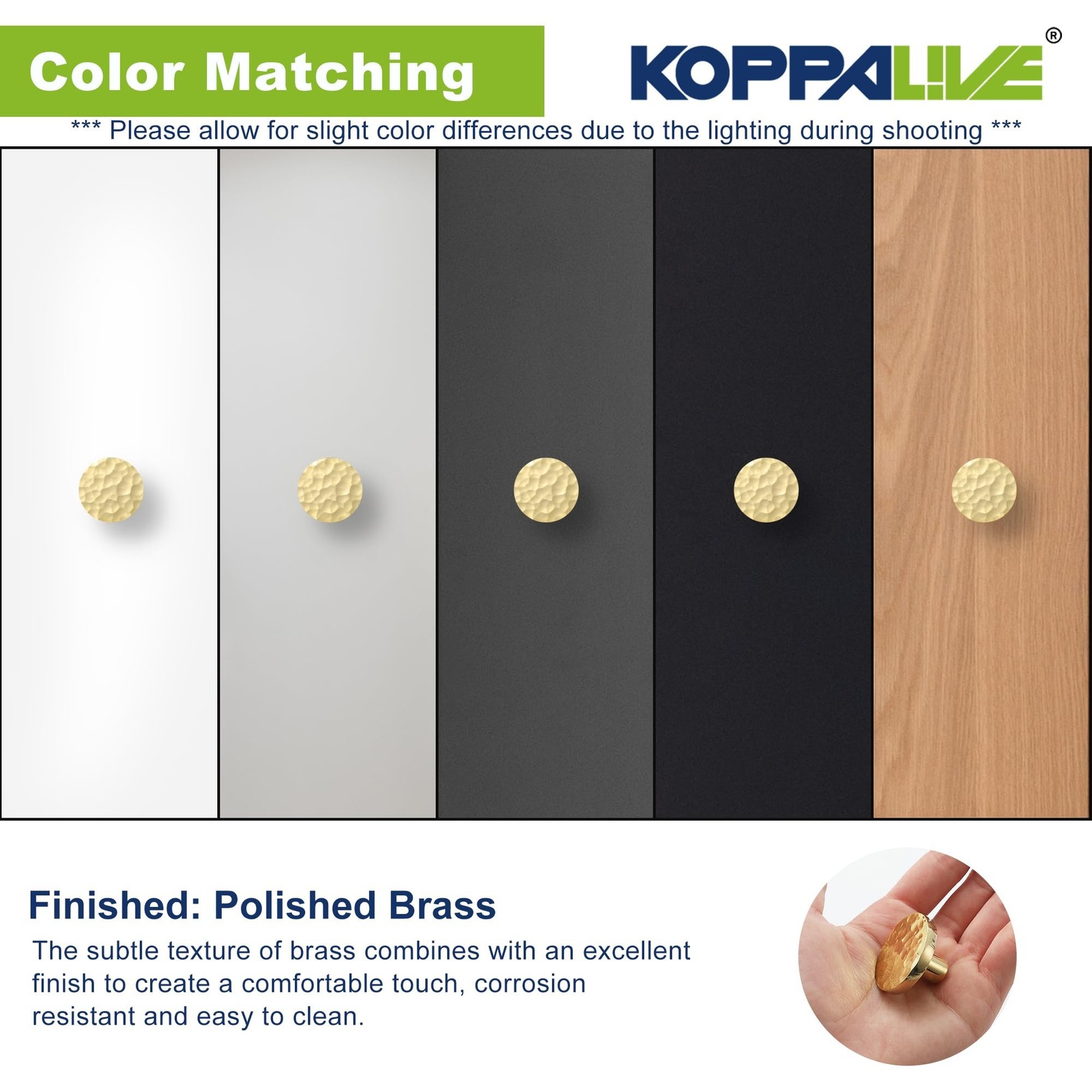 10-Pack Modern Gold Cabinet Knobs, Hammered Solid Brass Drawer Knobs, Round D…