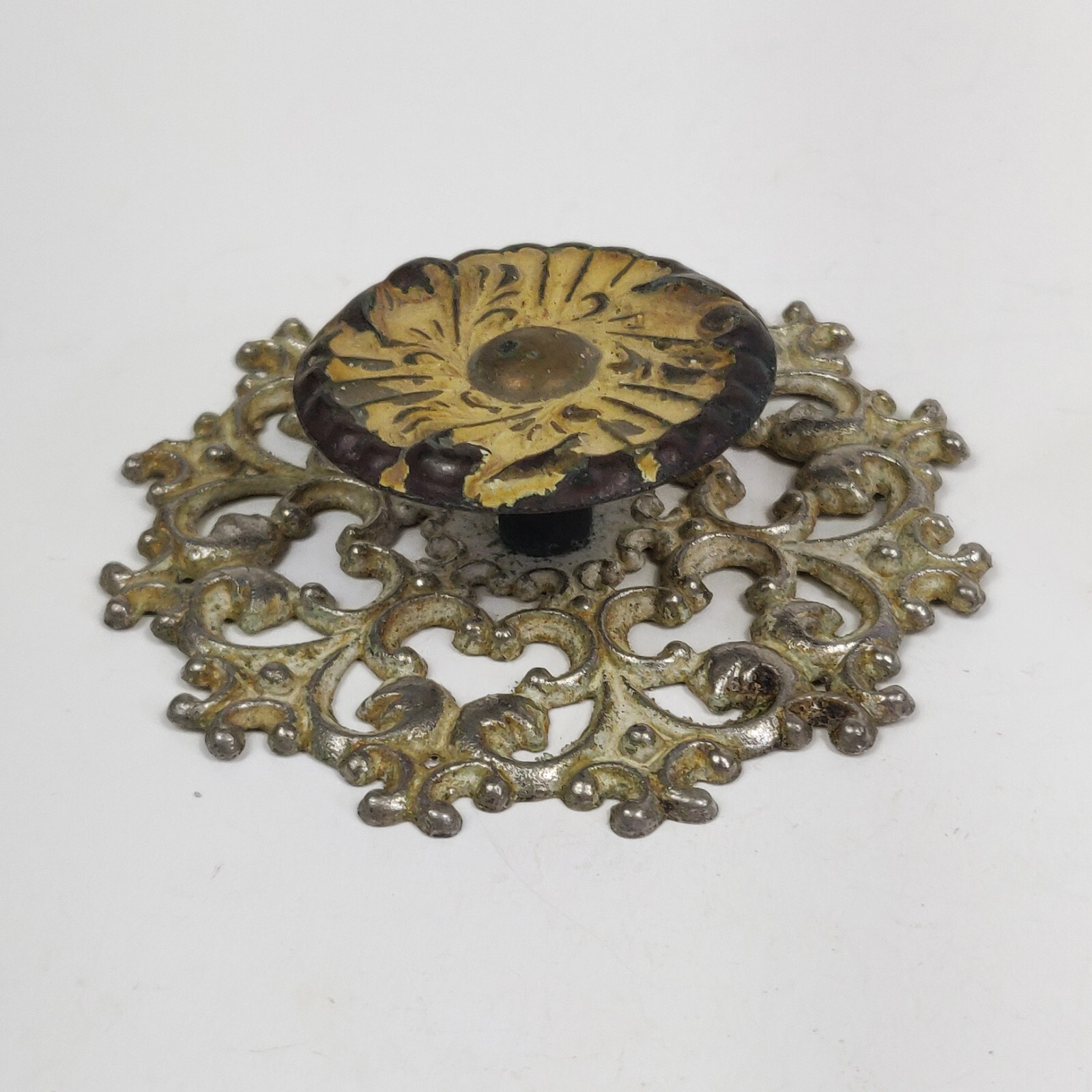 Vtg. Allison Drawer Pull Knob Ornate Backplate Escutcheon Ornate Japan Lot of 2