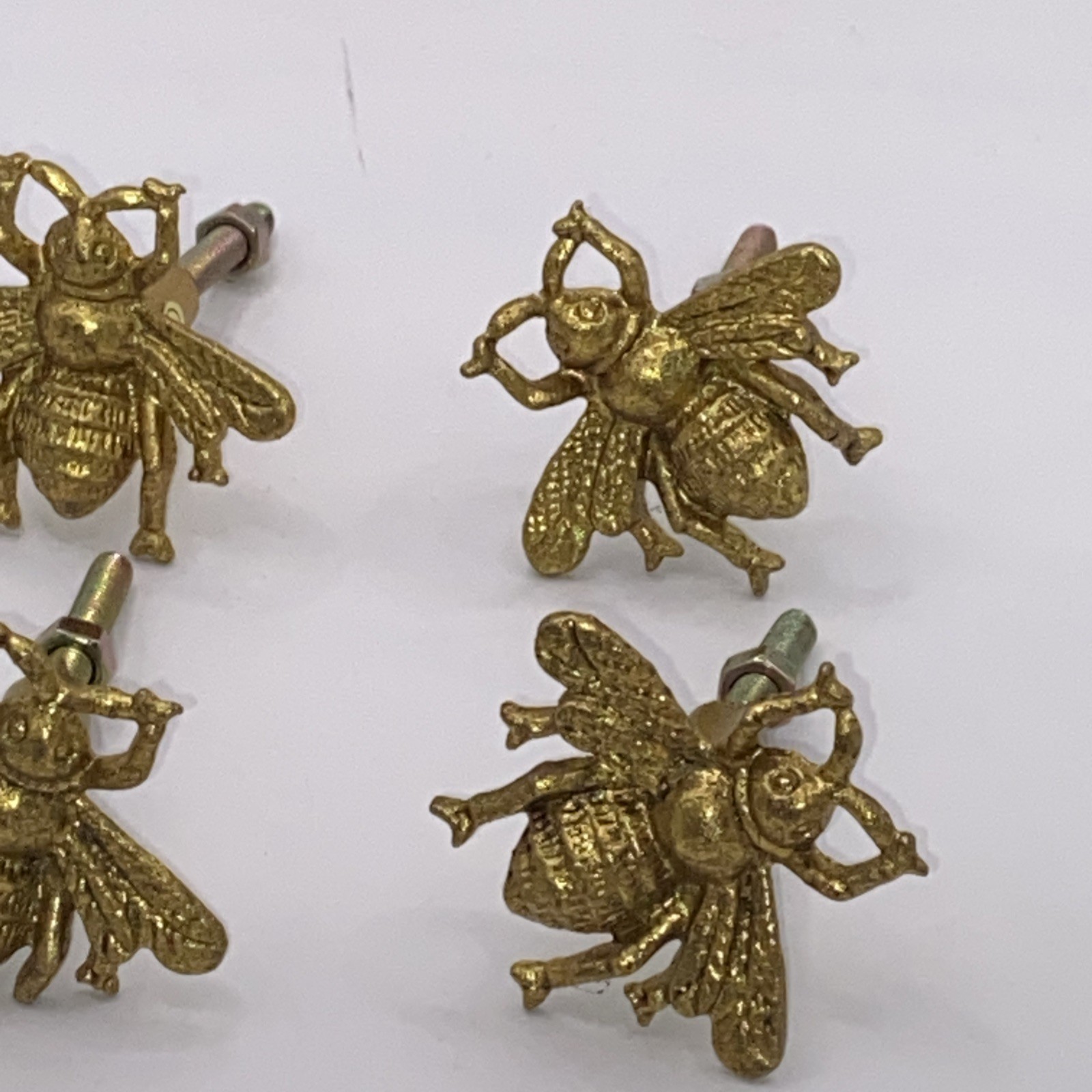 Antique-Gold Metal Drawer Pulls Handles Bee Vintage-Brass Cabinet Door Knobs 4