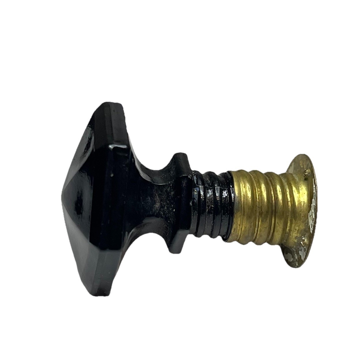 Vintage Black Glass Drawer Cabinet Knobs Pulls Mixed Styles Art Deco Lot of 3