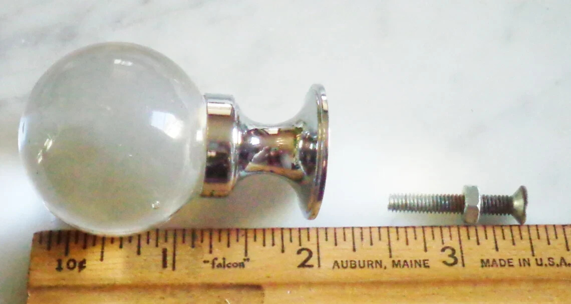 12 Crystal Clear 1 3/4in Orb Glass & Chrome Cabinet Door Drawer Pull Knobs