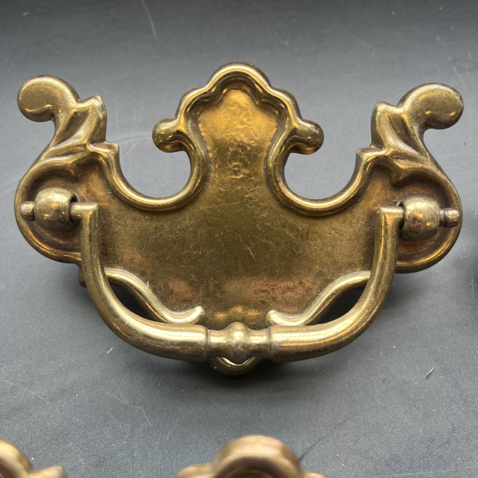 Set of 4 Vintage Brass Chippendale Batwing Drawer Pulls Bail Handles Salvaged