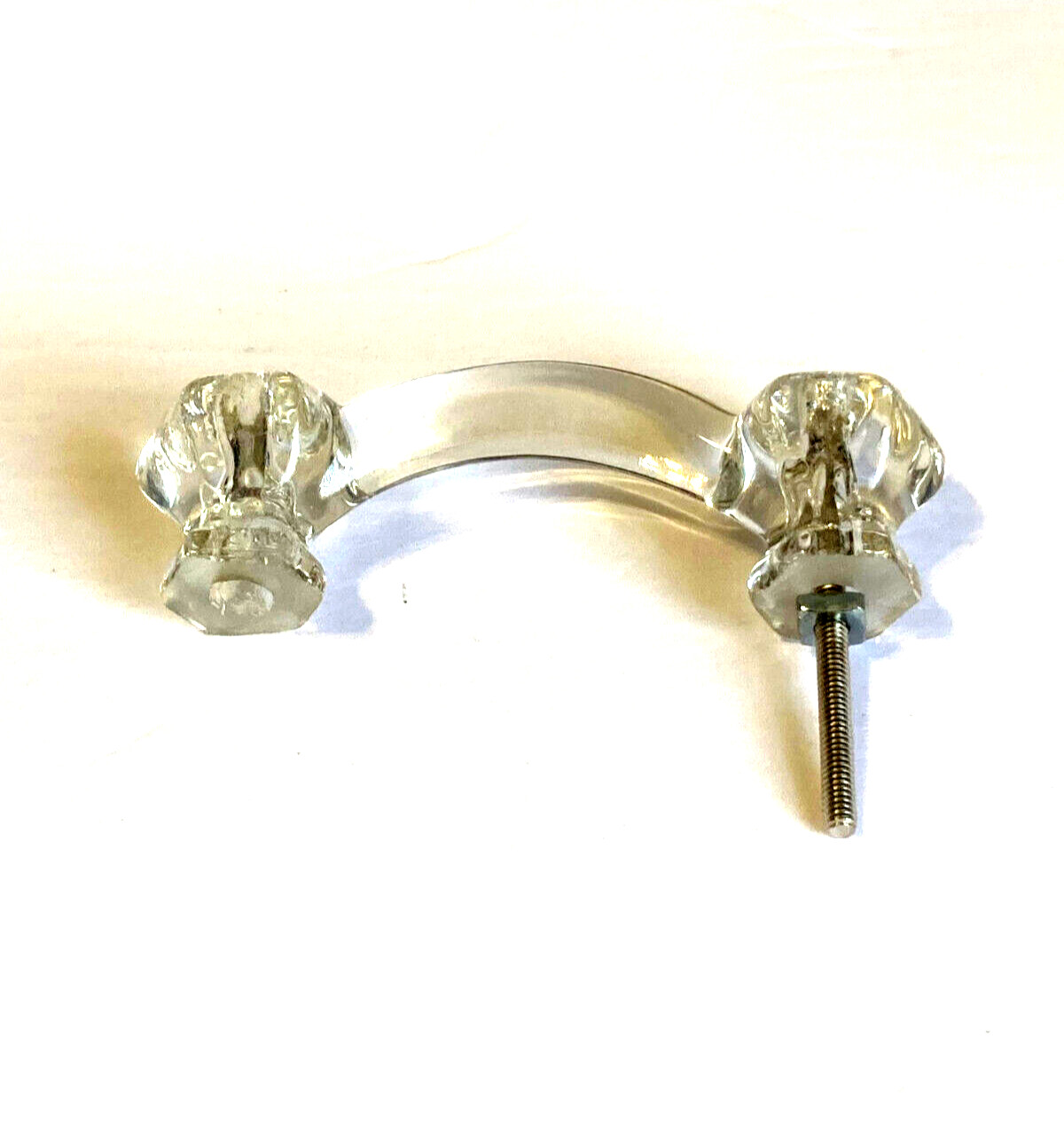 Vintage Glass drawer handle Bridge Hexagon 3″ Center