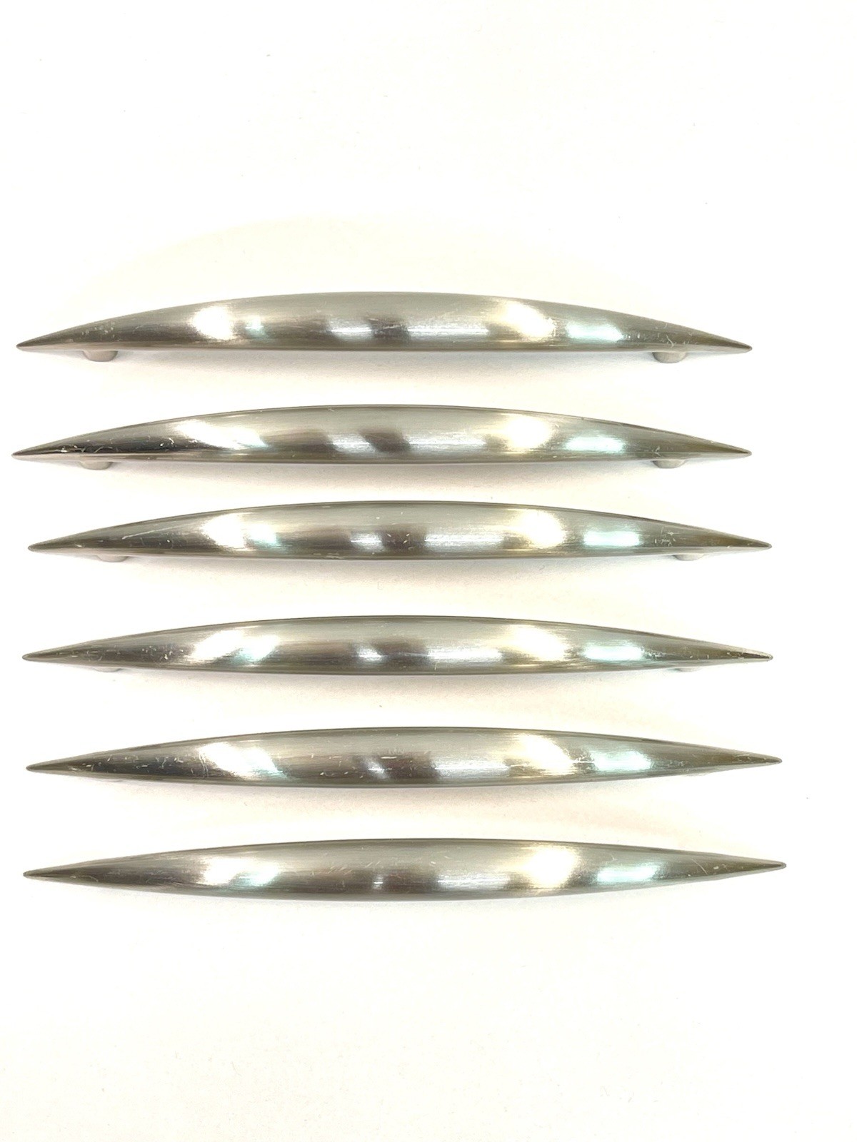 6 KBC Vintage Polished Nickel Drawer Pull Fixed Handle MCM 5″ OCB lot#1866