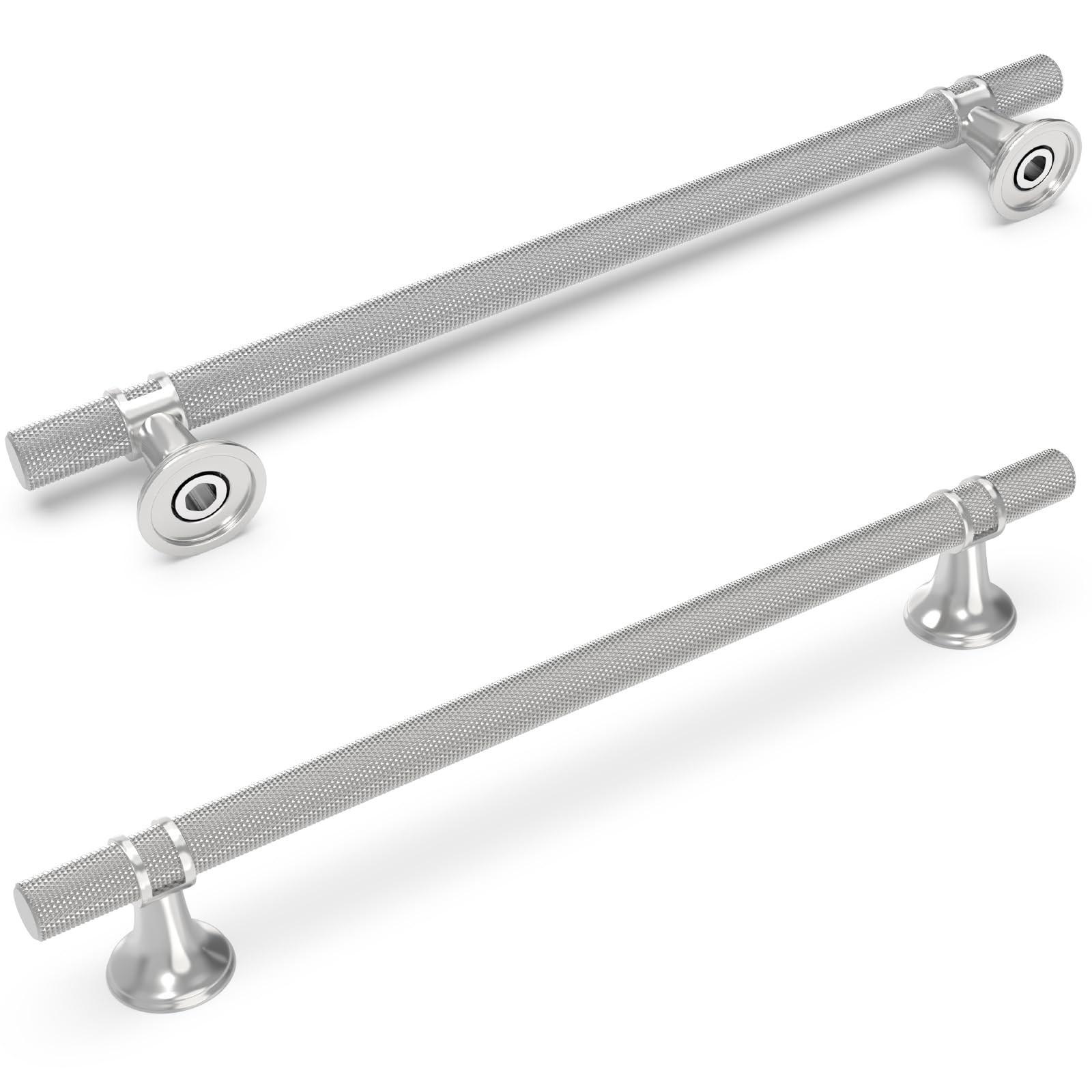 6 Pack 10 Inch Cabinet Pulls knurled Brushed Satin Nickel Kitchen Cabinet Han…