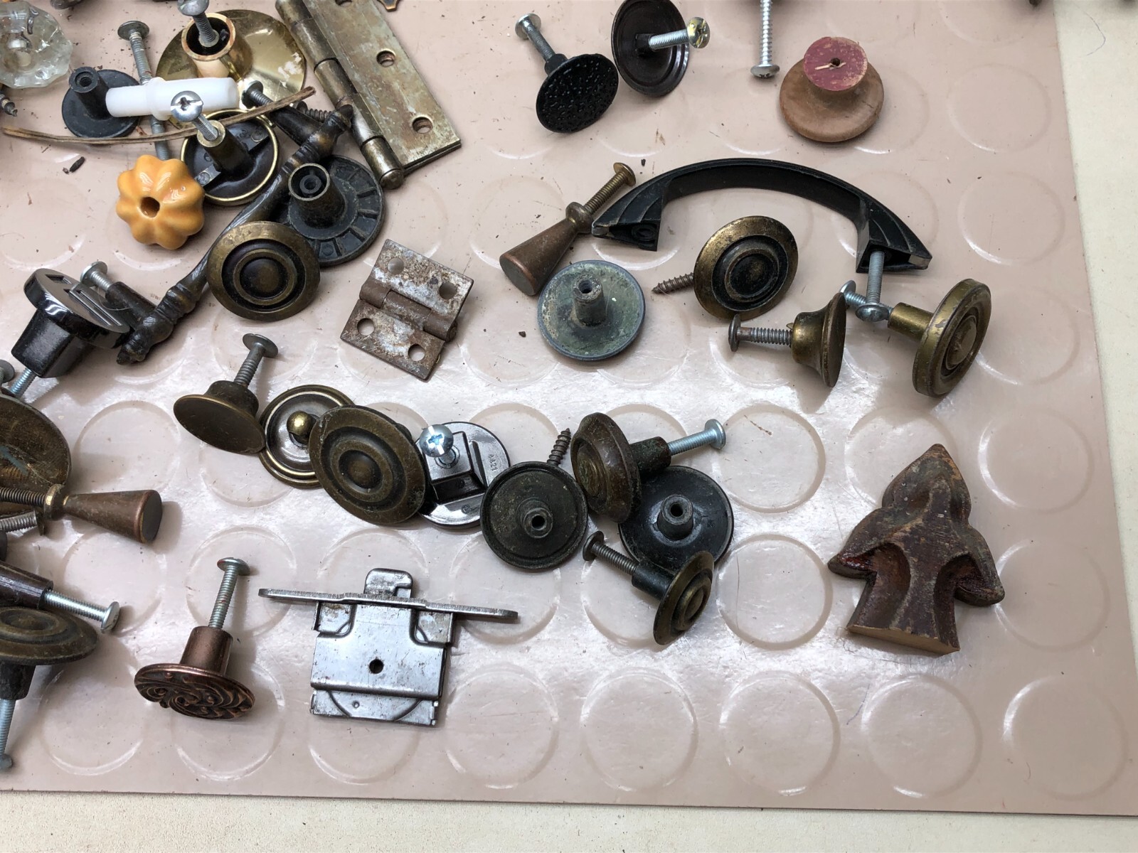 Lot Misc Cabinet Door Drawer Knobs Locks Hinges Vintage Hardware Restoration
