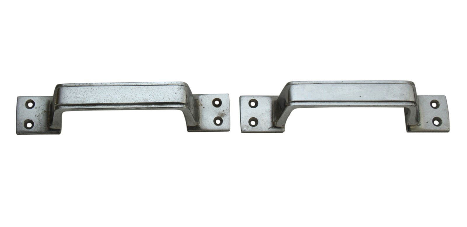 Pair of Nickel Over Brass Art Deco Drawer Pulls