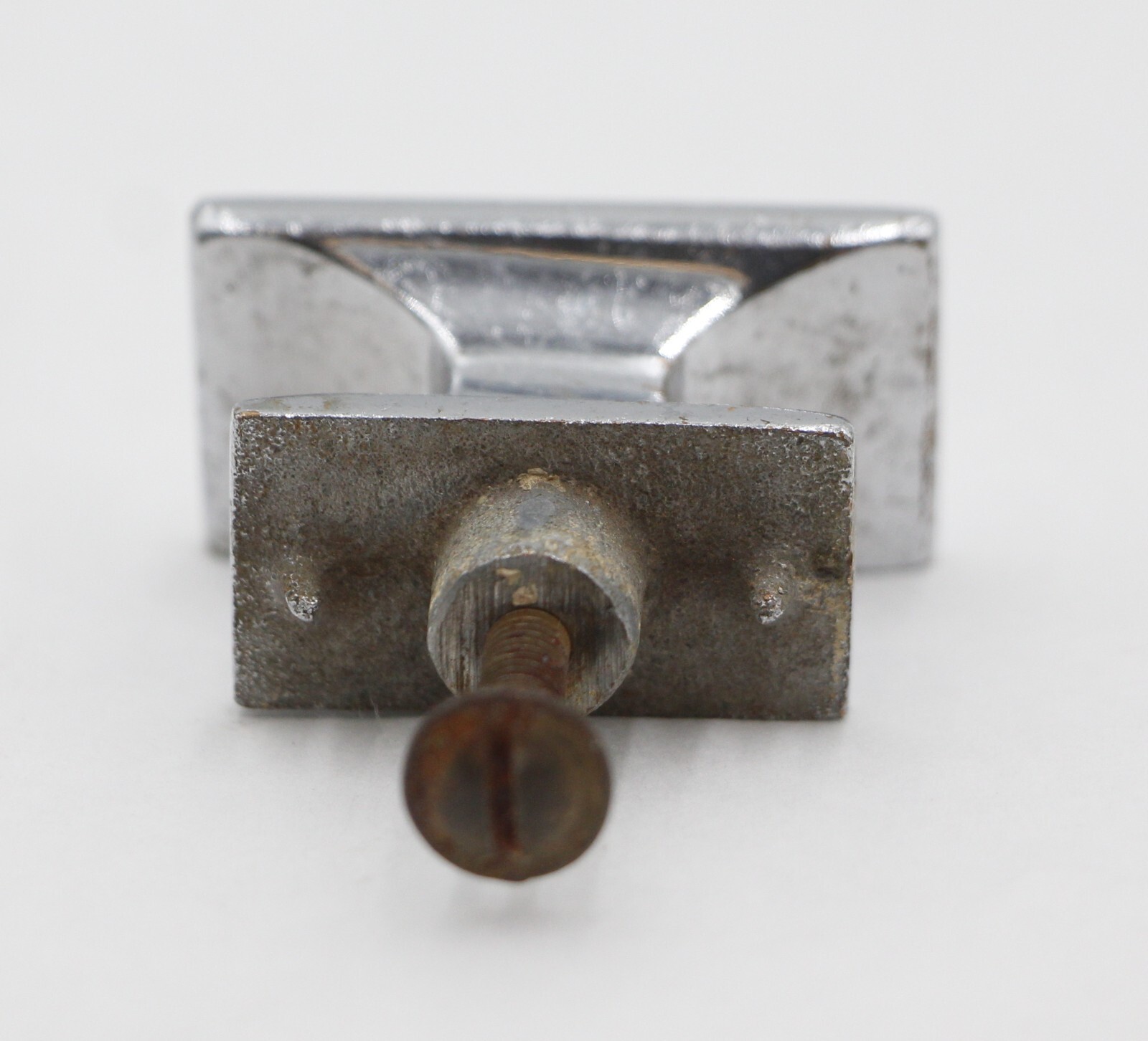 Pair of Vintage Nickeled Brass Rectangular Cabinet Knobs