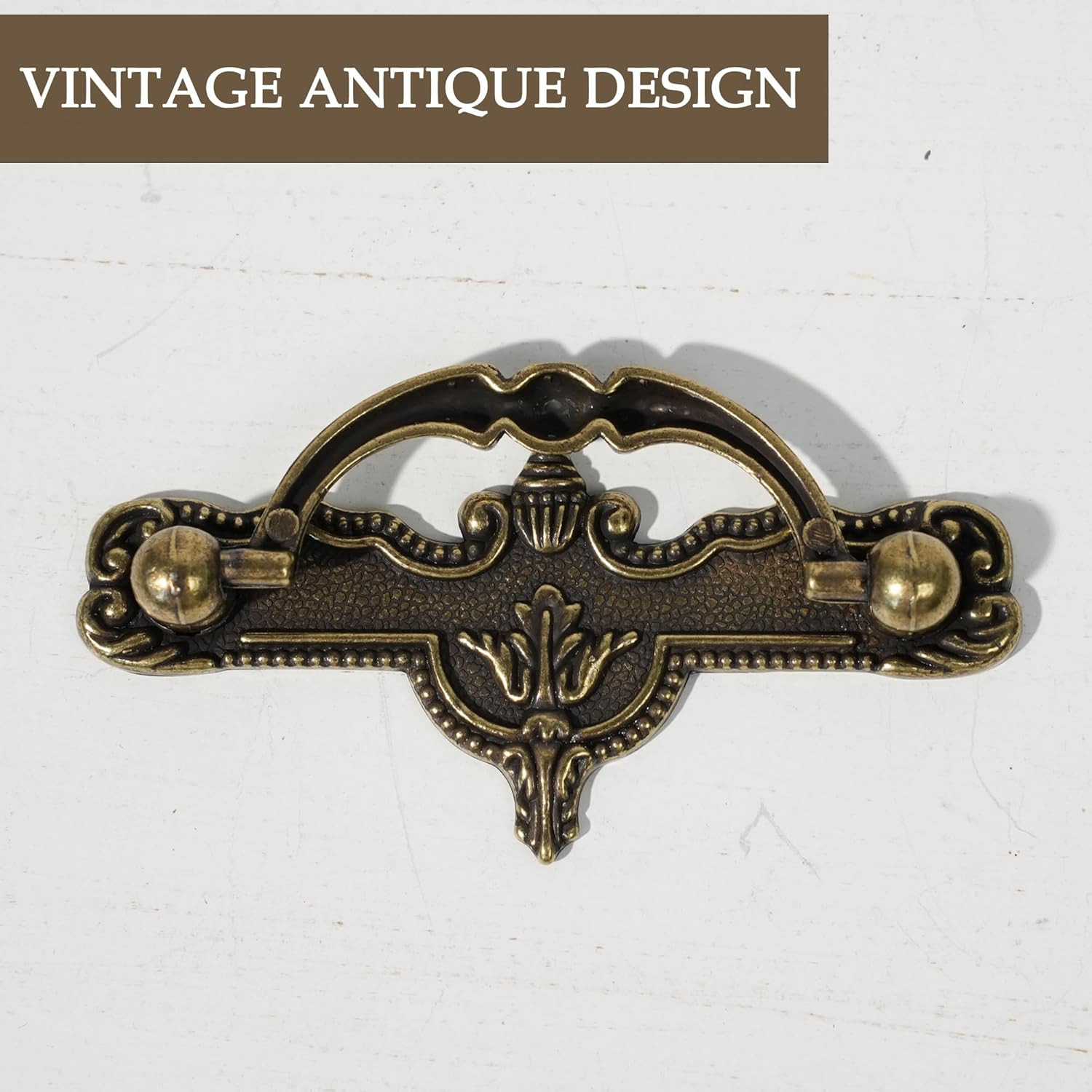 4 Pack Antique Bronze Drop Bail Drawer Pulls, Vintage Cabinet Handles with 2-…
