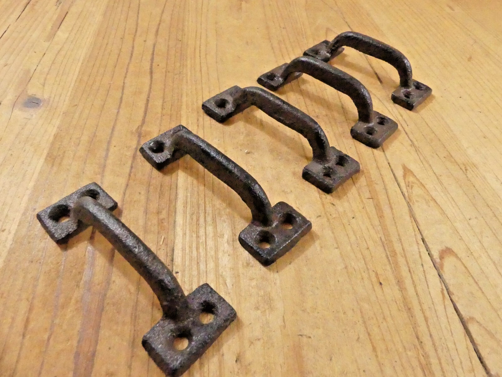 10 CAST IRON HANDLES RUSTIC DRAWER PULLS SMALL 3 5/8″ LONG KITCHEN WINDOW DOOR