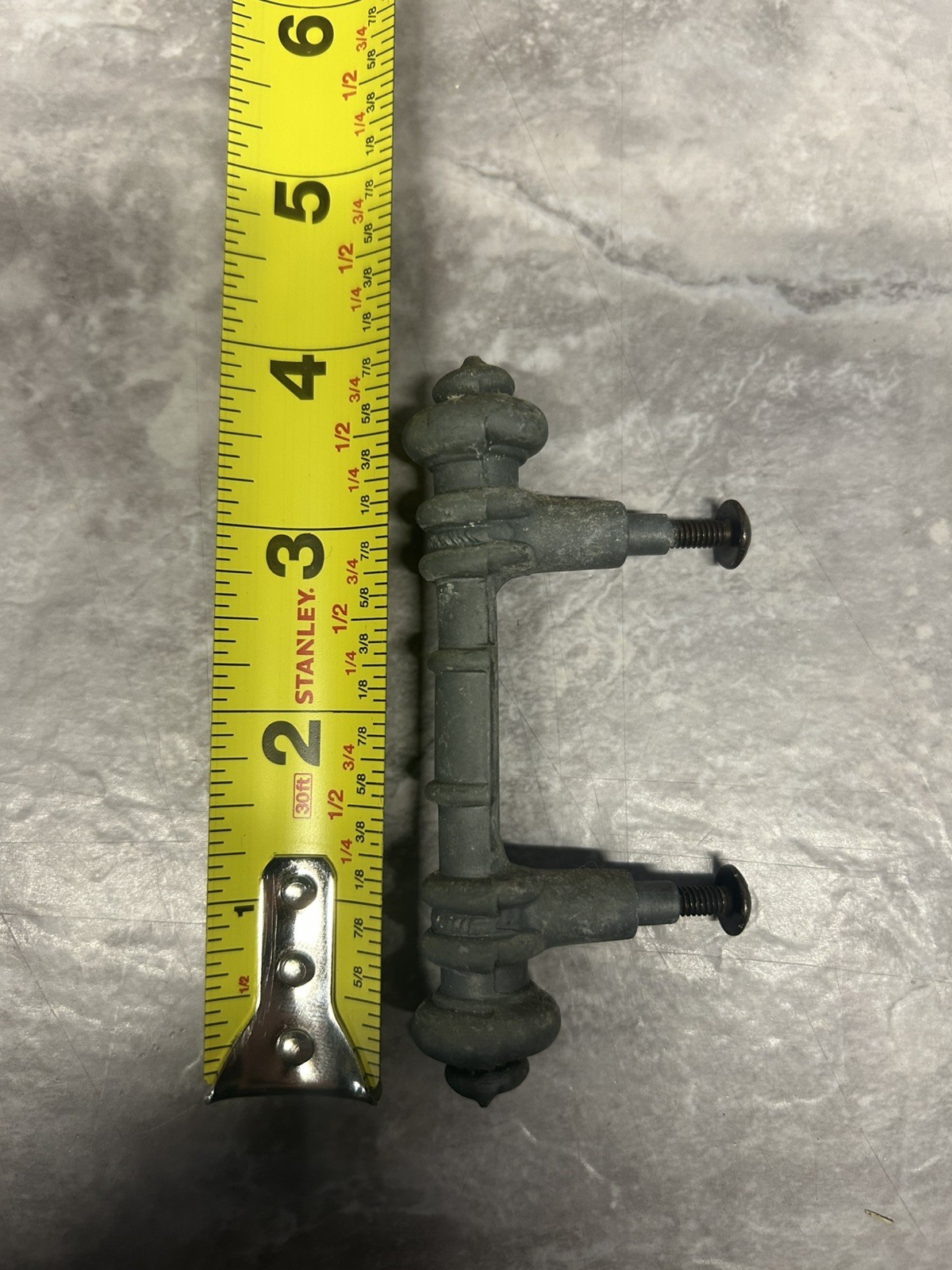13 Vintage metal cabinet drawer pulls with screws 4” partially restored